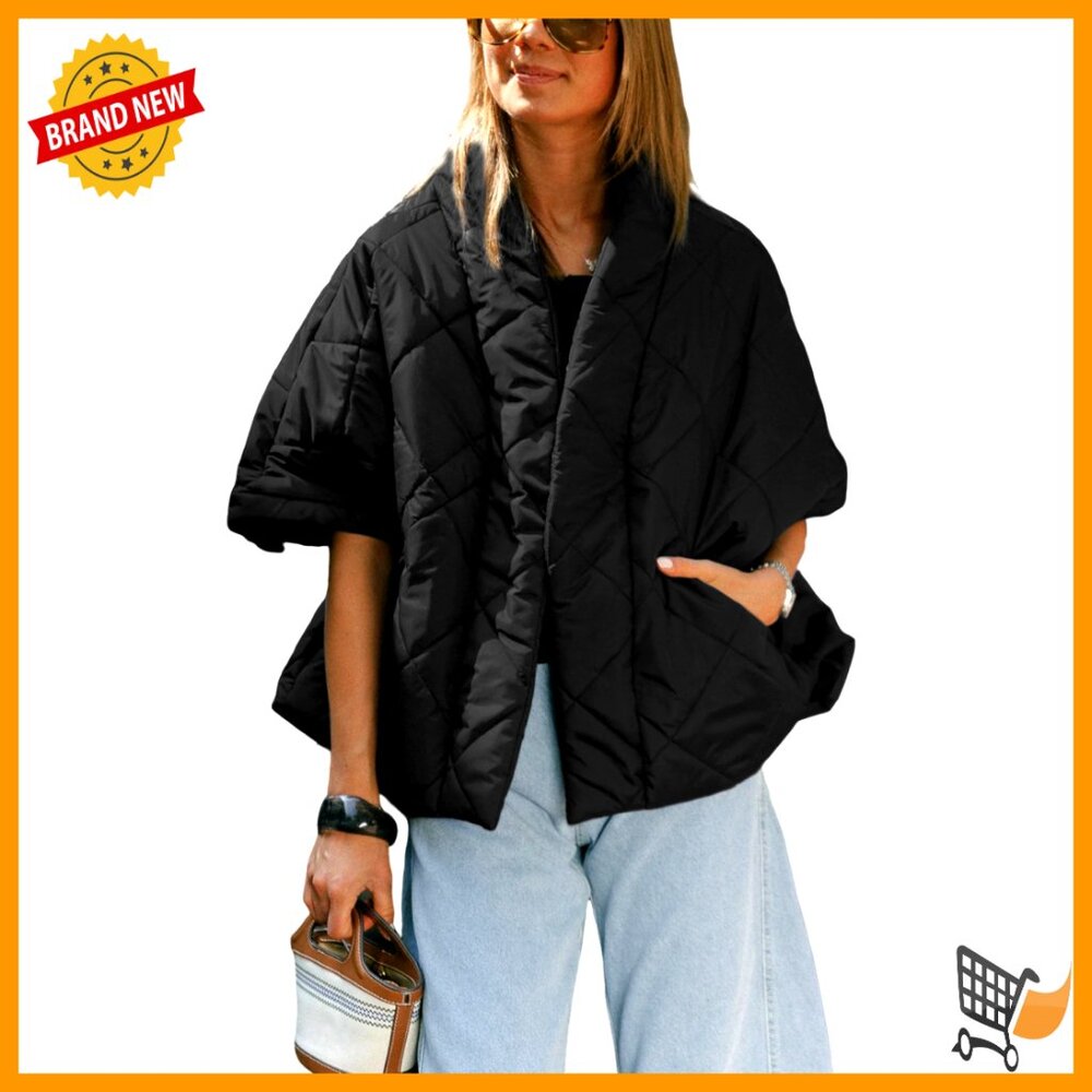 Lightweight Oversized Puffer Vest With Pockets, Quilted Winter Outerwear